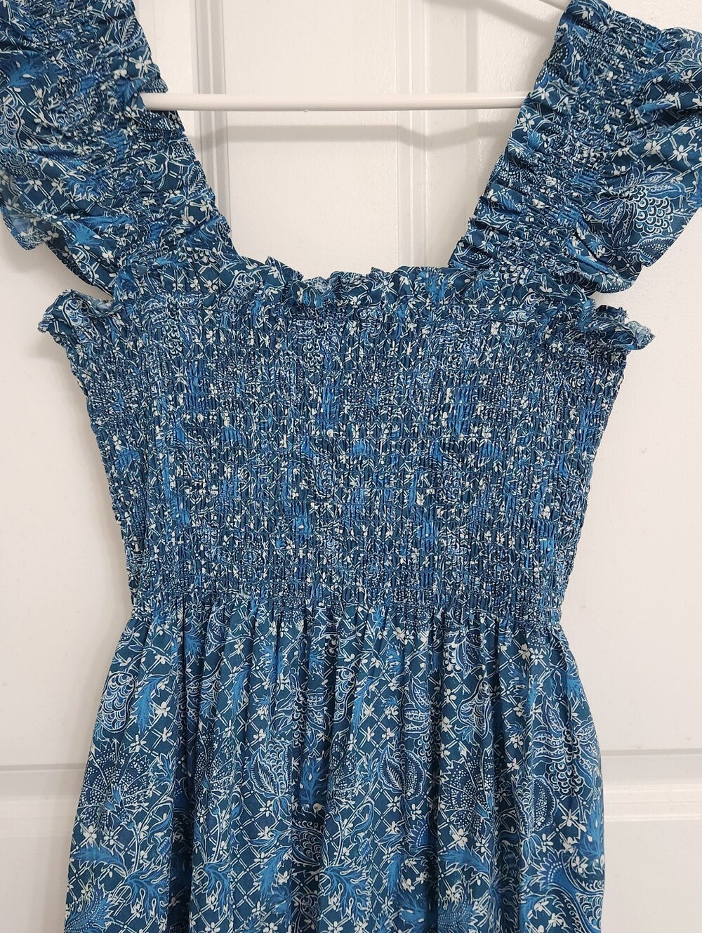Hill House - Ellie Nap Dress in Navy Calico Trellis - Picture 2 of 3